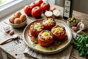 Пълнени домати с яйца
