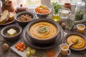 Пюре от моркови и леща