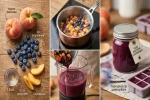 Пюре от праскови и боровинки