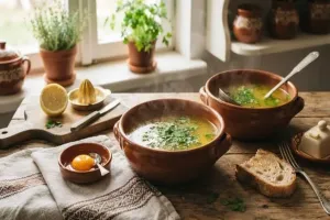 Пилешки бульон с жълтък