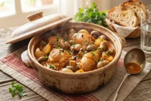 Пилешка яхния с гъби