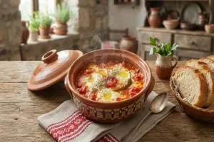 Сирене с домати в гювече