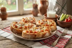 Топъл сандвич с домат и лук