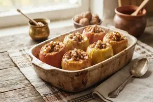 Печени ябълки с канела и орехи (В еърфрайър или фурна)